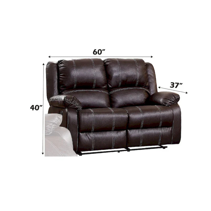 Causeuse inclinable en cuir synthétique brun