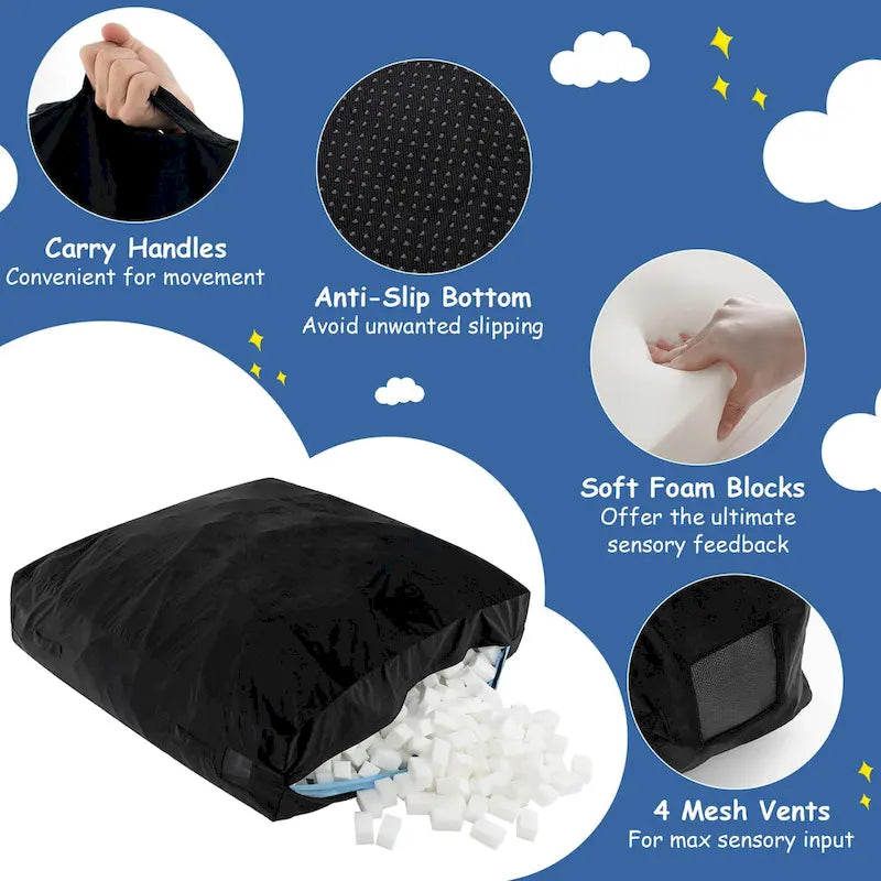 Tapis de sol rembourré sensoriel Costway 57 x 57 avec blocs de mousse et lavable - Voir détails