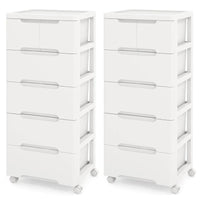 Costway lot de 2 chariots de rangement roulants en plastique à 6 tiroirs avec 4 roulettes universelles - Voir détails