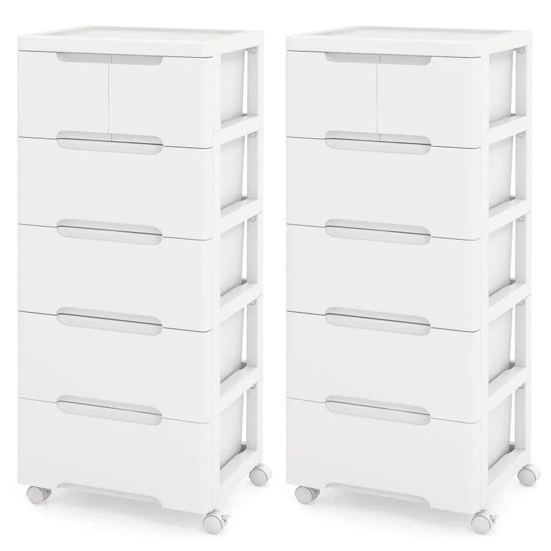 Costway lot de 2 chariots de rangement roulants en plastique à 6 tiroirs avec 4 roulettes universelles - Voir détails