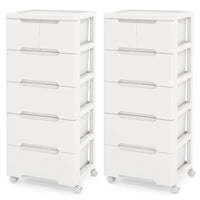 Costway lot de 2 chariots de rangement roulants en plastique à 6 tiroirs avec 4 roulettes universelles - Voir détails