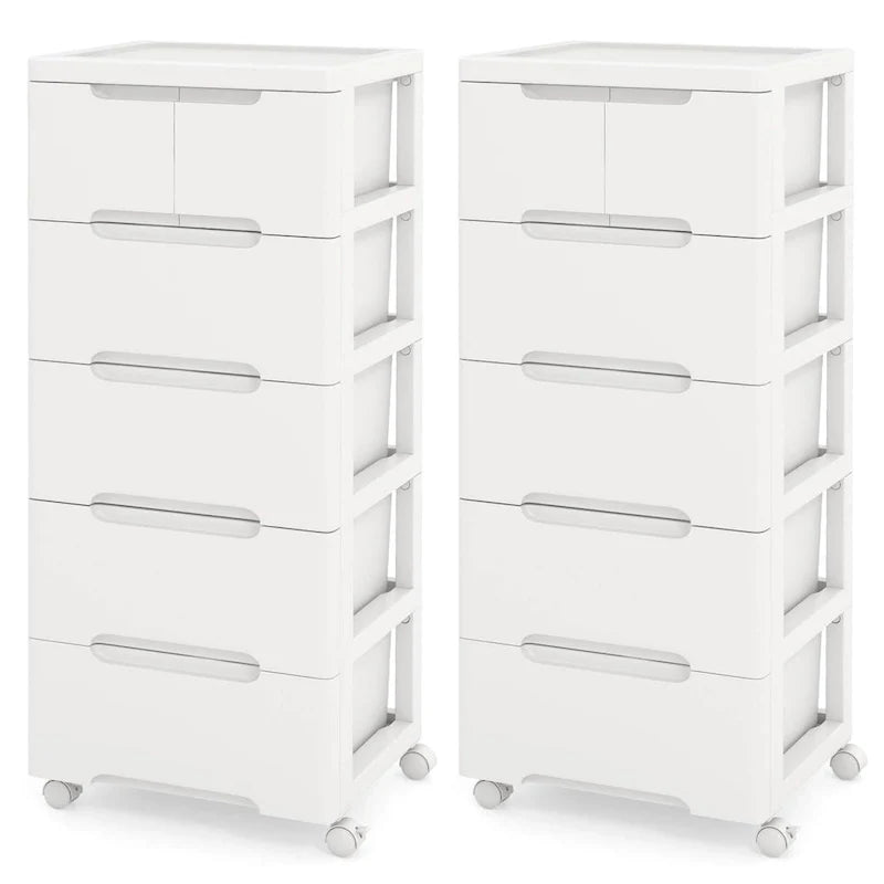 Costway lot de 2 chariots de rangement roulants en plastique à 6 tiroirs avec 4 roulettes universelles - Voir détails
