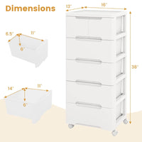 Costway lot de 2 chariots de rangement roulants en plastique à 6 tiroirs avec 4 roulettes universelles - Voir détails