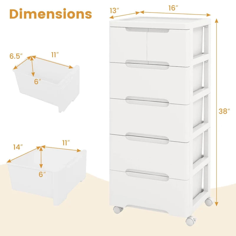 Costway lot de 2 chariots de rangement roulants en plastique à 6 tiroirs avec 4 roulettes universelles - Voir détails