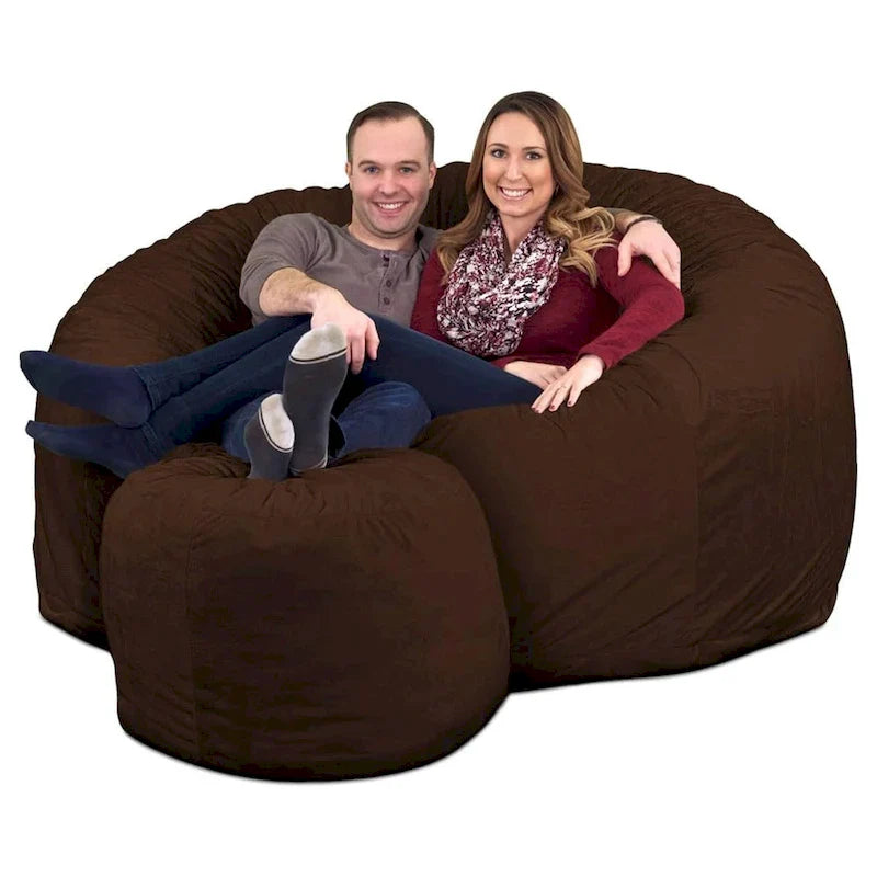 Pouf poire Ultimate Sack 6 pieds avec repose-pieds, fauteuil de détente surdimensionné, suède brun