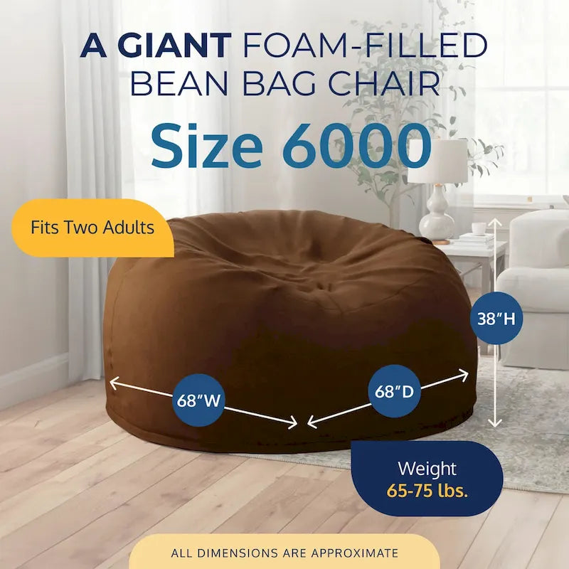 Pouf poire Ultimate Sack 6 pieds avec repose-pieds, fauteuil de détente surdimensionné, suède brun
