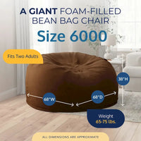 Pouf poire Ultimate Sack 6 pieds avec repose-pieds, fauteuil de détente surdimensionné, suède brun