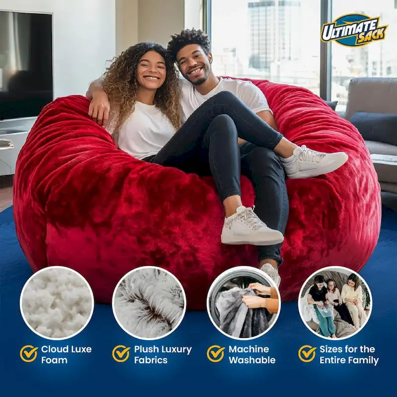 Pouf poire Ultimate Sack 6 pieds avec repose-pieds, fauteuil de détente surdimensionné, suède brun