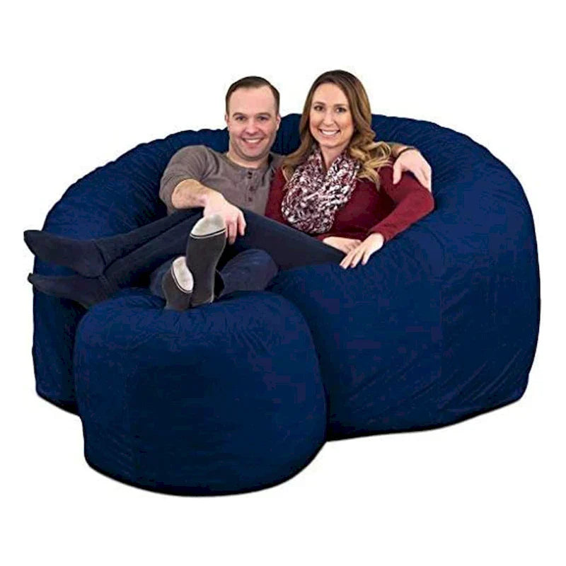 Ultimate Sack Pouf 6 pieds, lounger d'intérieur confortable surdimensionné, daim bleu