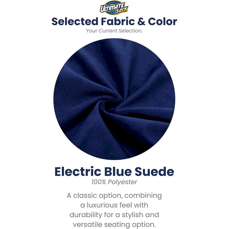 Ultimate Sack Pouf 6 pieds, lounger d'intérieur confortable surdimensionné, daim bleu