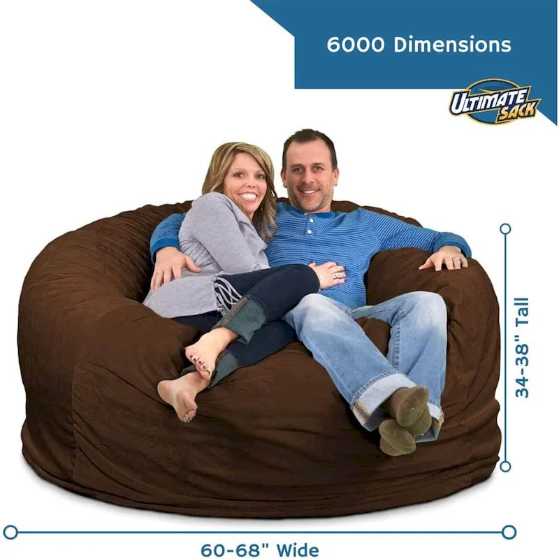 Ultimate Sack Pouf 6 pieds, lounger d'intérieur confortable surdimensionné, daim bleu