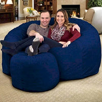 Ultimate Sack Pouf 6 pieds, lounger d'intérieur confortable surdimensionné, daim bleu