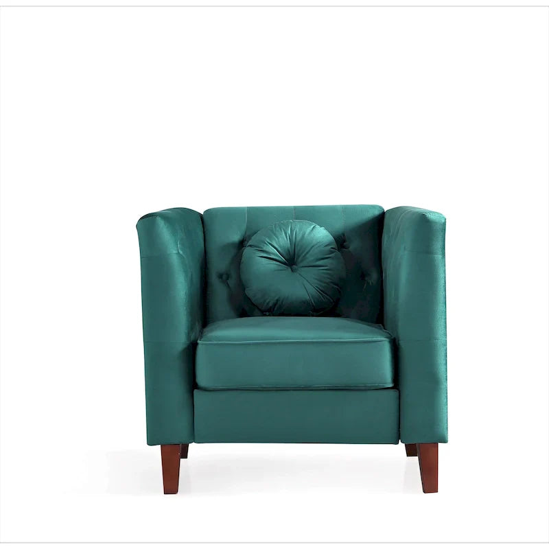 US PRIDE FURNITURE Fauteuil Chesterfield classique en velours avec pieds en bois