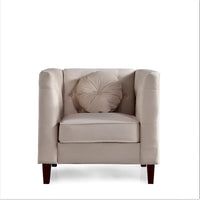US PRIDE FURNITURE Fauteuil Chesterfield classique en velours avec pieds en bois