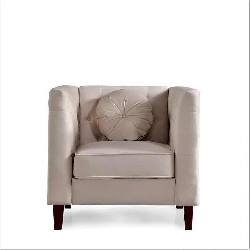 US PRIDE FURNITURE Fauteuil Chesterfield classique en velours avec pieds en bois