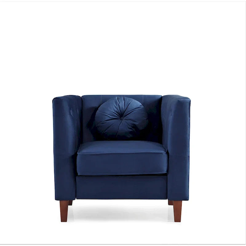US PRIDE FURNITURE Fauteuil Chesterfield classique en velours avec pieds en bois