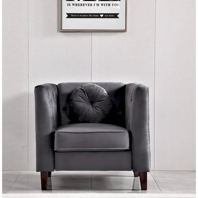 US PRIDE FURNITURE Fauteuil Chesterfield classique en velours avec pieds en bois