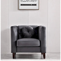 US PRIDE FURNITURE Fauteuil Chesterfield classique en velours avec pieds en bois