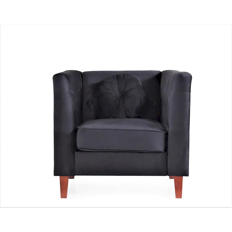 US PRIDE FURNITURE Fauteuil Chesterfield classique en velours avec pieds en bois