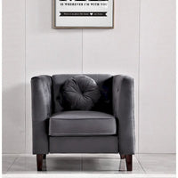 US PRIDE FURNITURE Fauteuil Chesterfield classique en velours avec pieds en bois