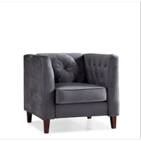 US PRIDE FURNITURE Fauteuil Chesterfield classique en velours avec pieds en bois