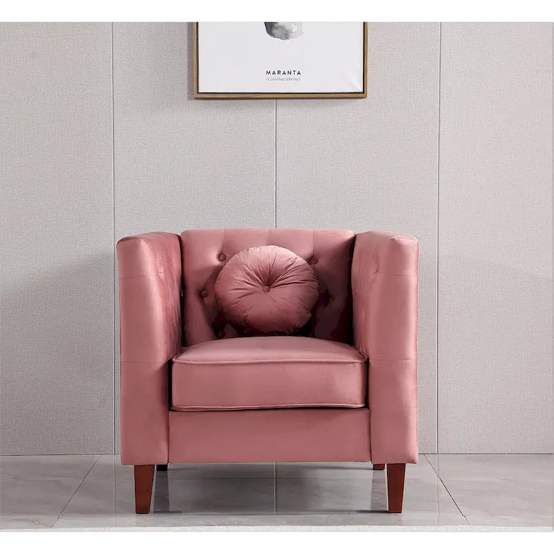 US PRIDE FURNITURE Fauteuil Chesterfield classique en velours avec pieds en bois