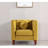 US PRIDE FURNITURE Fauteuil Chesterfield classique en velours avec pieds en bois