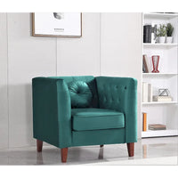 US PRIDE FURNITURE Fauteuil Chesterfield classique en velours avec pieds en bois