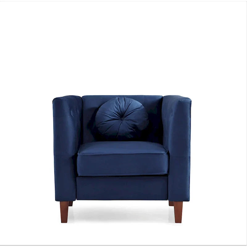 US PRIDE FURNITURE Fauteuil Chesterfield classique en velours avec pieds en bois