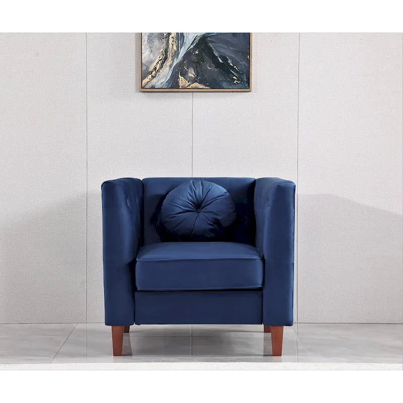 US PRIDE FURNITURE Fauteuil Chesterfield classique en velours avec pieds en bois