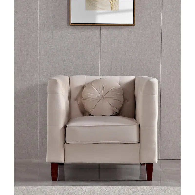 US PRIDE FURNITURE Fauteuil Chesterfield classique en velours avec pieds en bois