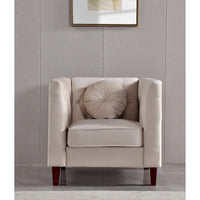 US PRIDE FURNITURE Fauteuil Chesterfield classique en velours avec pieds en bois