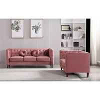 US PRIDE FURNITURE - Ensemble de salon Chesterfield classique en velours 2 pièces, canapé et causeuse