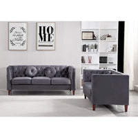 US PRIDE FURNITURE - Ensemble de salon Chesterfield classique en velours 2 pièces, canapé et causeuse