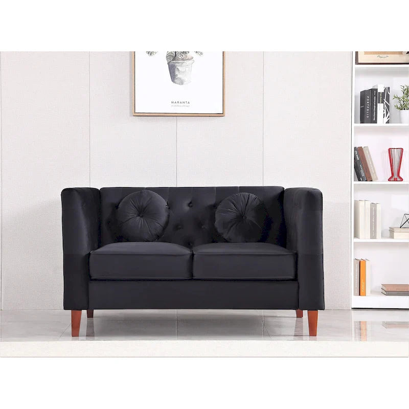 US PRIDE FURNITURE - Ensemble de salon Chesterfield classique en velours 2 pièces, canapé et causeuse