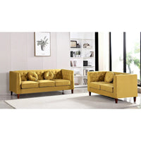 US PRIDE FURNITURE - Ensemble de salon Chesterfield classique en velours 2 pièces, canapé et causeuse