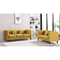 US PRIDE FURNITURE - Ensemble de salon Chesterfield classique en velours 2 pièces, canapé et causeuse