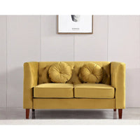 US PRIDE FURNITURE - Ensemble de salon Chesterfield classique en velours 2 pièces, canapé et causeuse