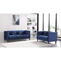 US PRIDE FURNITURE - Ensemble de salon Chesterfield classique en velours 2 pièces, canapé et causeuse