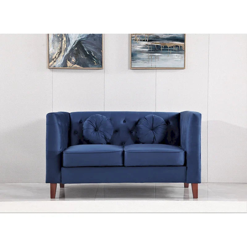 US PRIDE FURNITURE - Ensemble de salon Chesterfield classique en velours 2 pièces, canapé et causeuse