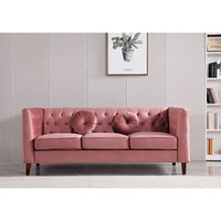 US PRIDE FURNITURE - Ensemble de salon Chesterfield classique en velours 2 pièces, canapé et causeuse