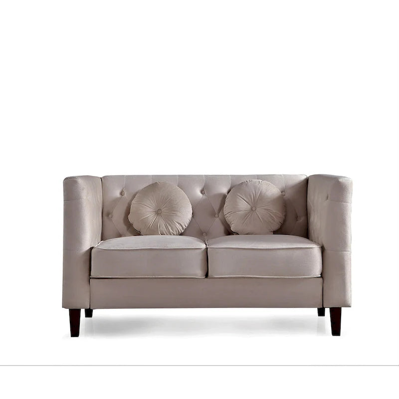 US PRIDE FURNITURE - Ensemble de salon Chesterfield classique en velours 2 pièces, canapé et causeuse