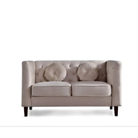 US PRIDE FURNITURE - Ensemble de salon Chesterfield classique en velours 2 pièces, canapé et causeuse