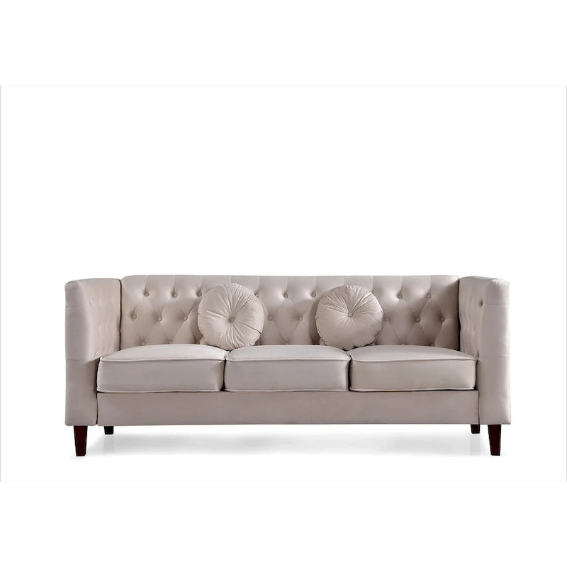 US PRIDE FURNITURE - Ensemble de salon Chesterfield classique en velours 2 pièces, canapé et causeuse
