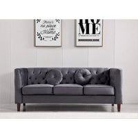 US PRIDE FURNITURE - Ensemble de salon Chesterfield classique en velours 2 pièces, canapé et causeuse