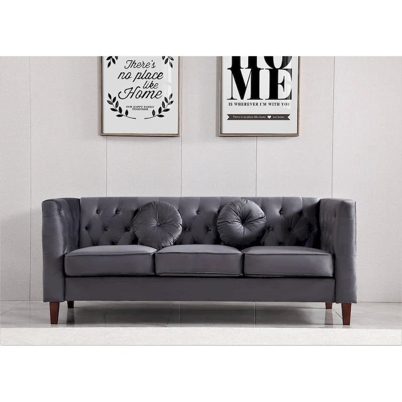 US PRIDE FURNITURE - Ensemble de salon Chesterfield classique en velours 2 pièces, canapé et causeuse