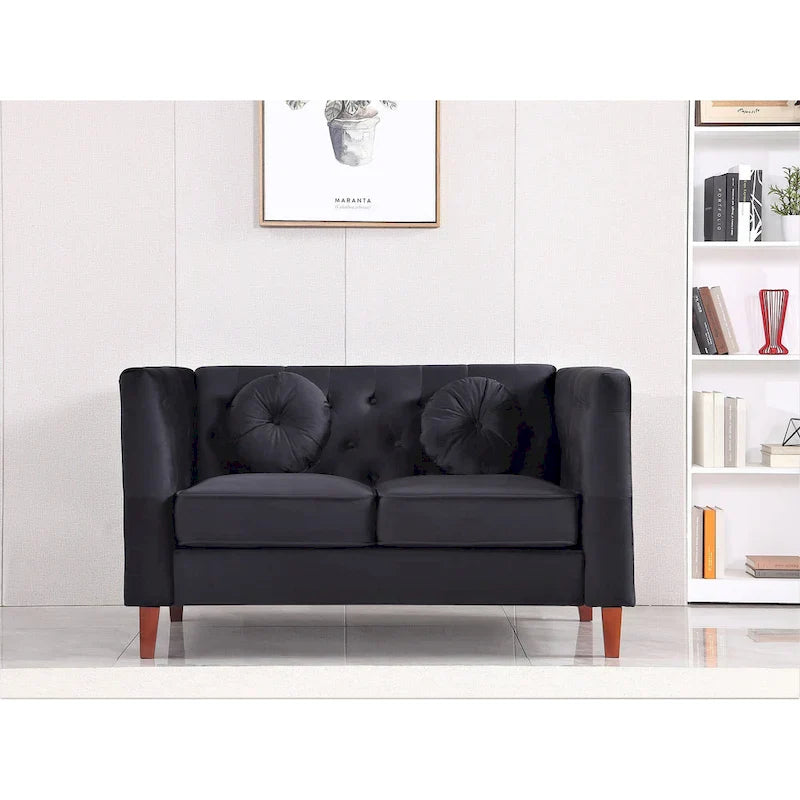 US PRIDE FURNITURE - Ensemble de salon Chesterfield classique en velours 2 pièces, canapé et causeuse