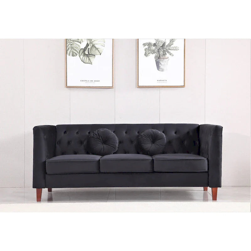 US PRIDE FURNITURE - Ensemble de salon Chesterfield classique en velours 2 pièces, canapé et causeuse