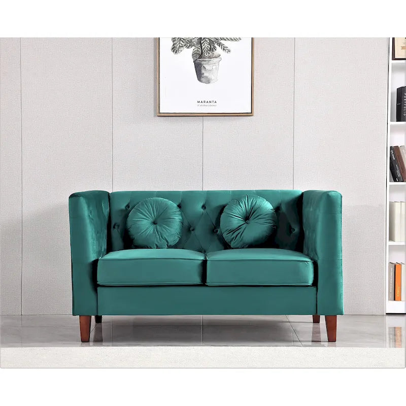 US PRIDE FURNITURE - Ensemble de salon Chesterfield classique en velours 2 pièces, canapé et causeuse