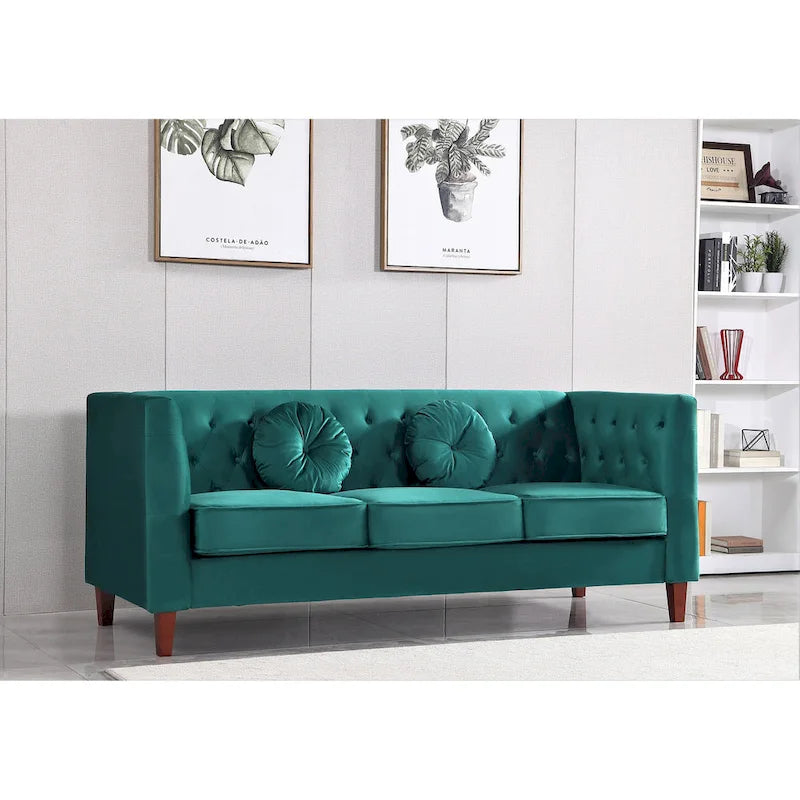 US PRIDE FURNITURE - Ensemble de salon Chesterfield classique en velours 2 pièces, canapé et causeuse